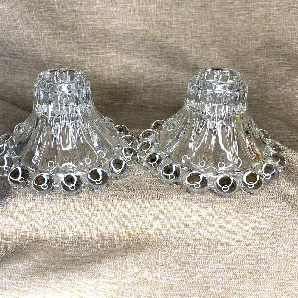 Beautiful pair of glass candle holders
